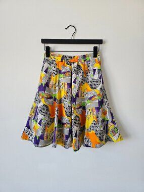 RAINBOW Multi Color Flare Lined Skirt 9